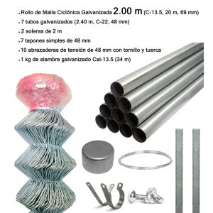 Paquete de Malla Ciclónica 2m con Tubos y Accesorios
